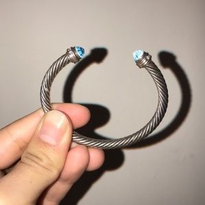 David Yurman blue topaz cable bracket w/diamonds